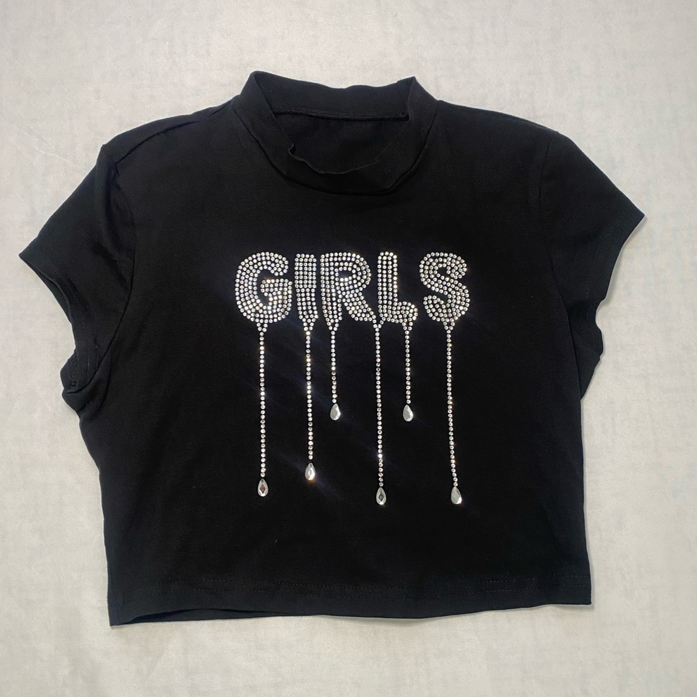 Rhinestone Graphic Crop Top